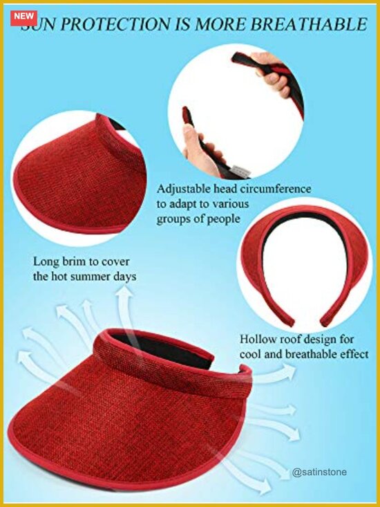 Wide Brim Sun Visor Hat Clip on Visor Sports Tennis Golf UPF 50 main image 6